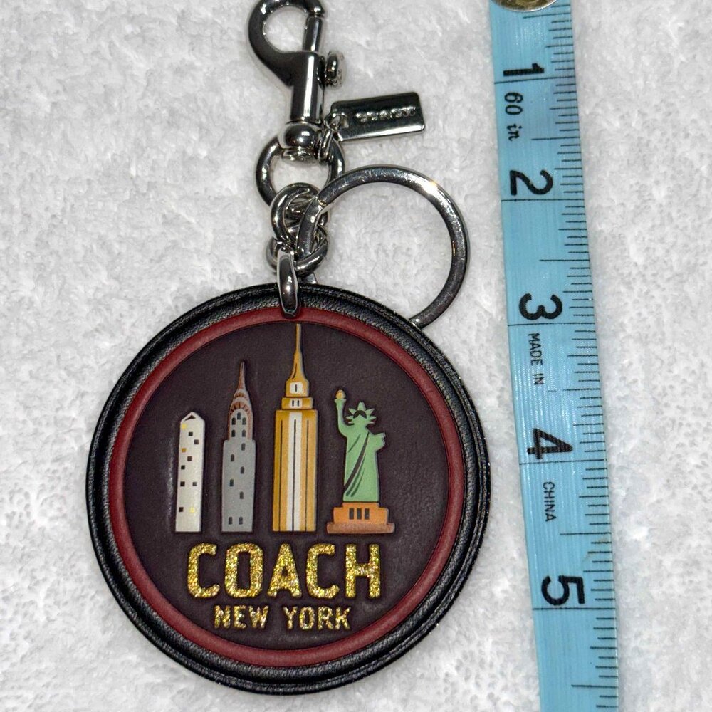 Coach New York Round Key Fob in Brown, Black, Red and Gold